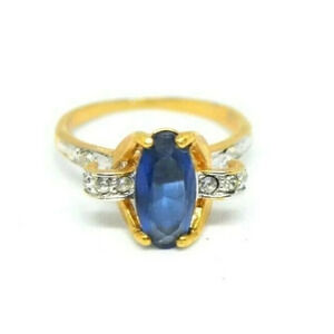Ana BeKoach 18kt Gold Filled Blue Clear Glass